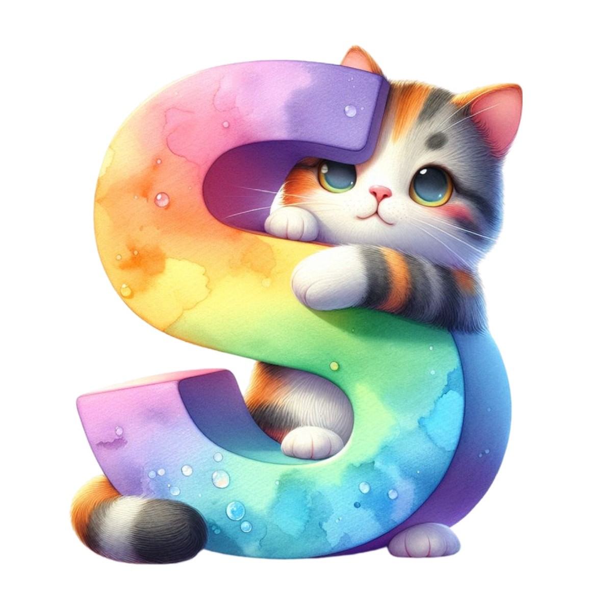 Cute Cats Letter S Fabric Panel