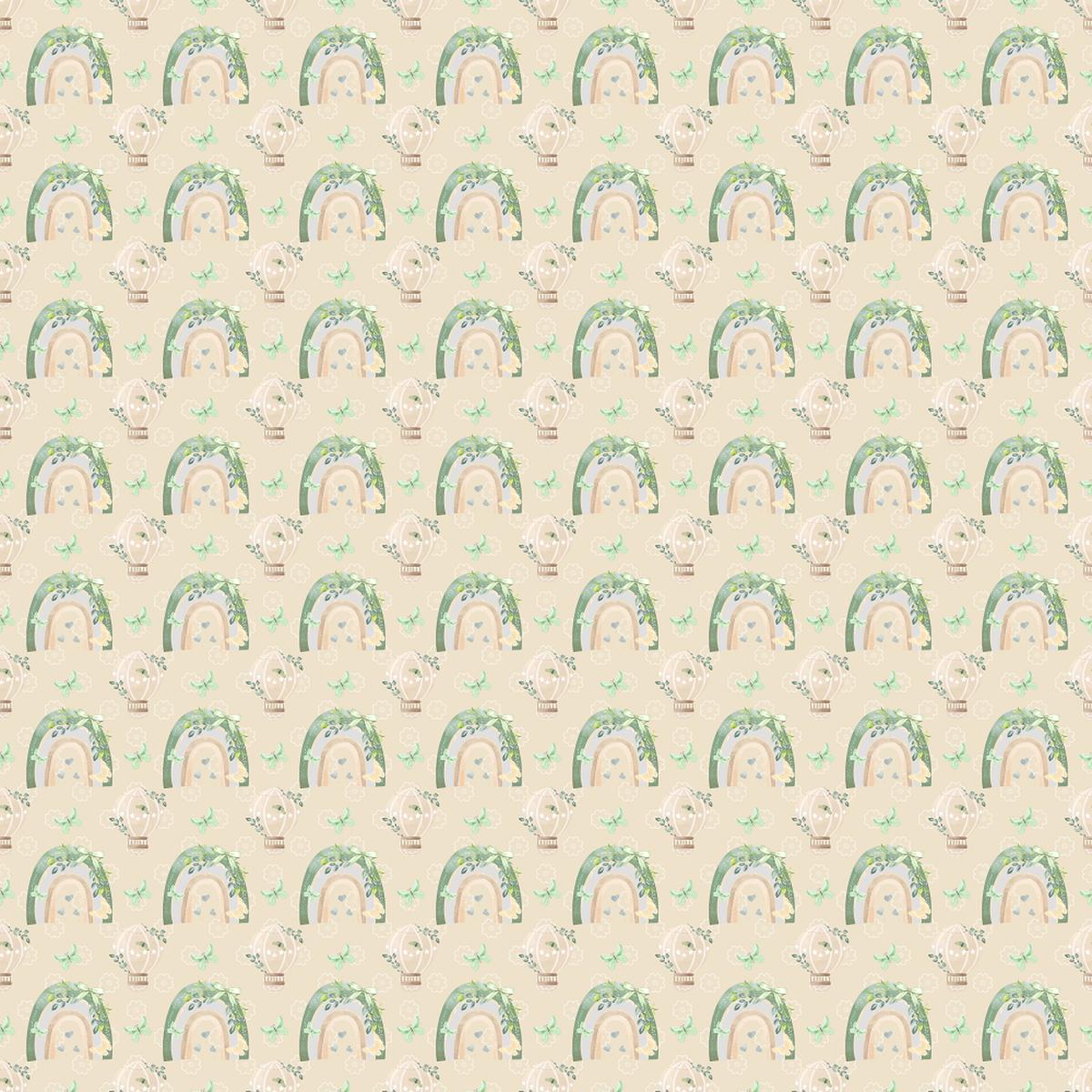Floral Rainbows on Dainty Floral Fabric - Cream