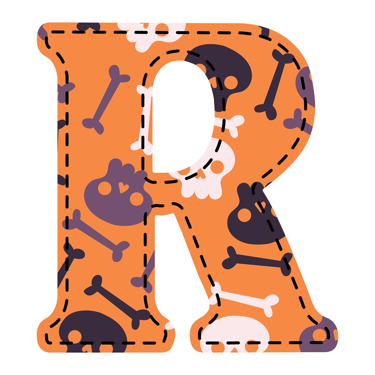 Spooky Letter R Fabric Panel