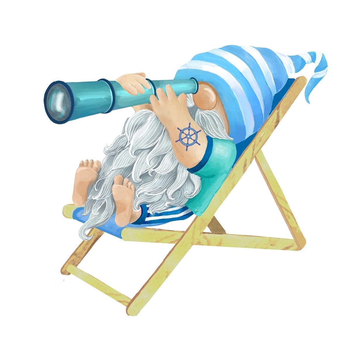 Sea Gnomes on Chair Fabric Panel