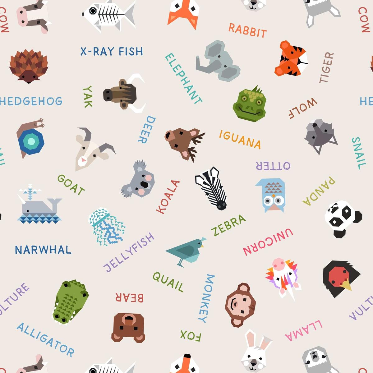 Lewis and Irene Animal Alphabet - Animal Names Cream