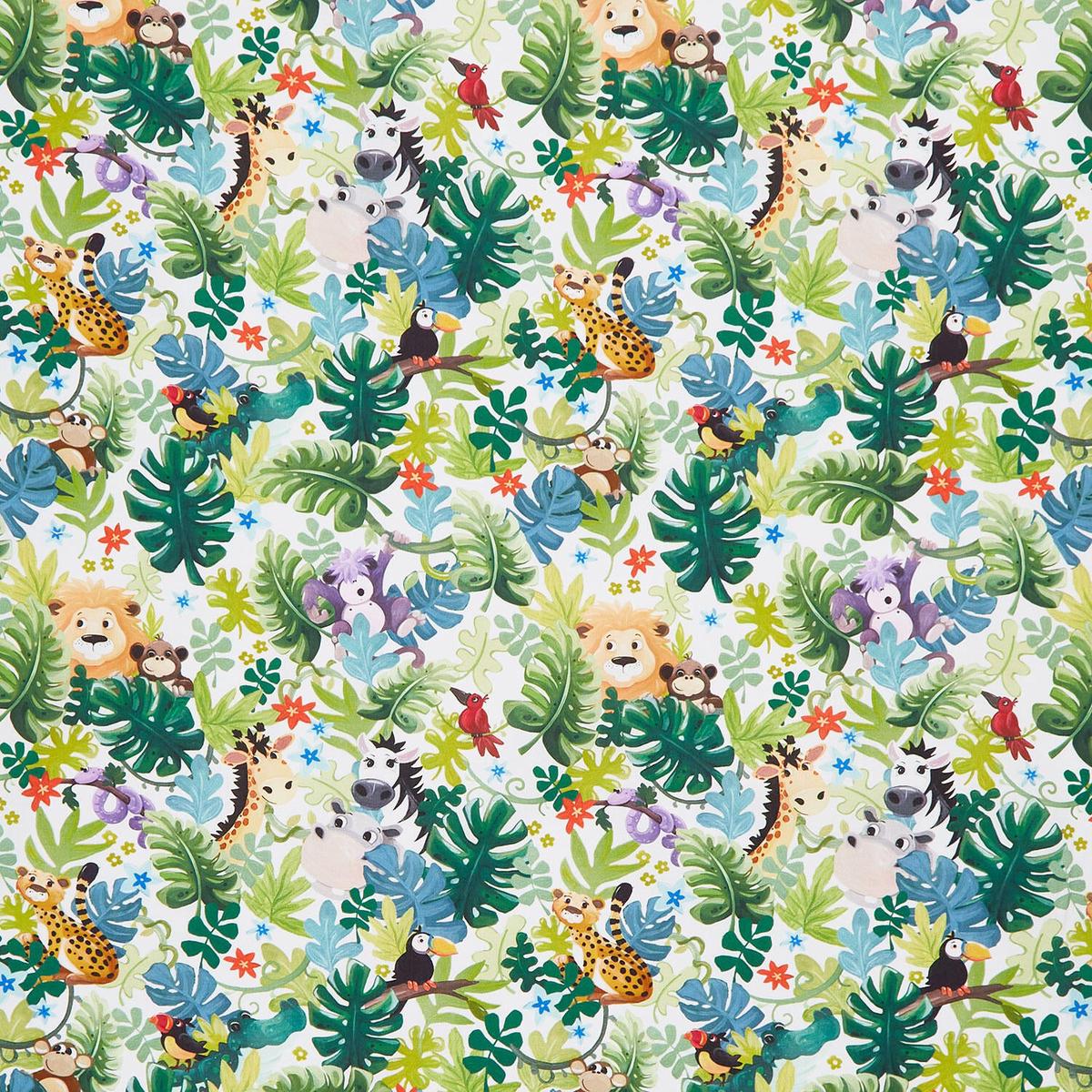 Jungle Friends - Packed Animals White Yardage