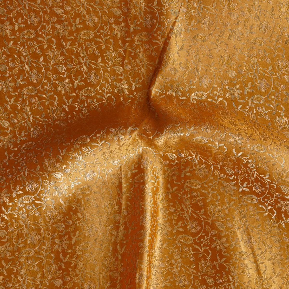 Brocade Golden With Golden zari Flower Jaal Fabric