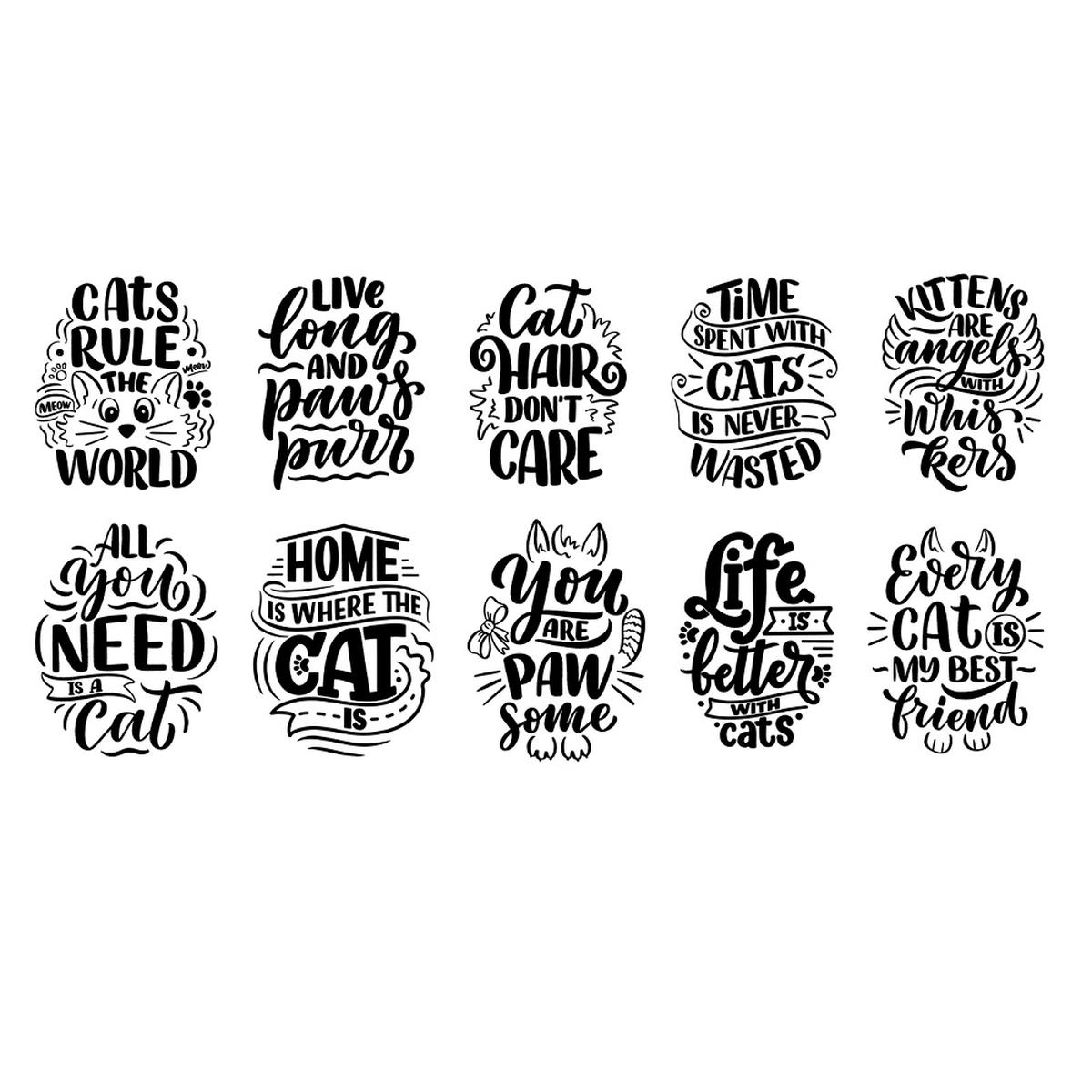 Digitally Printed Cat Quotes 2 Fabric Panel