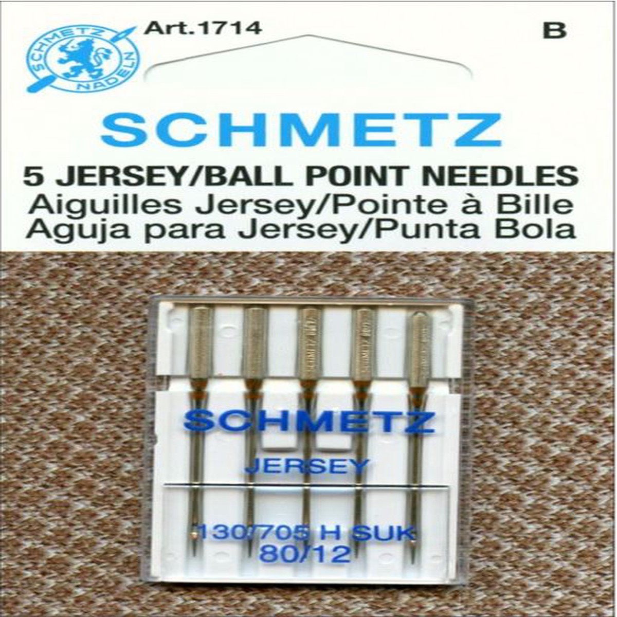 Schmetz 5pk Size 80/12 Jersey Ballpoint Sewing Machine Needles 1714 130/705H-SUK 15x1