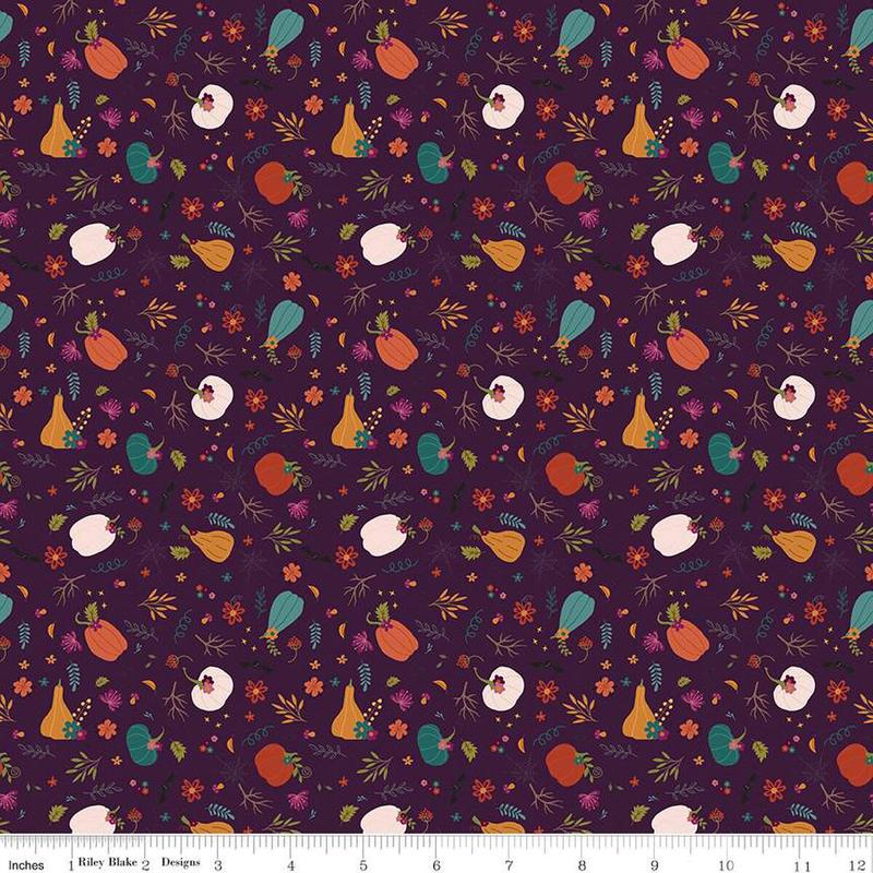 Fabric Riley Blake Purple Pumpkin Patch Little Witch by the Quarter Yard C14563-PURPLE