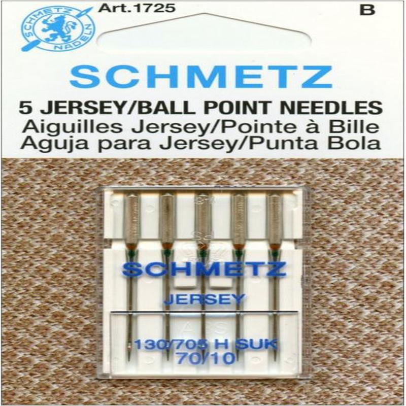 Schmetz 5pk Size 70/10 Jersey Ballpoint Sewing Machine Needles 1725 130/705H-SUK 15x1