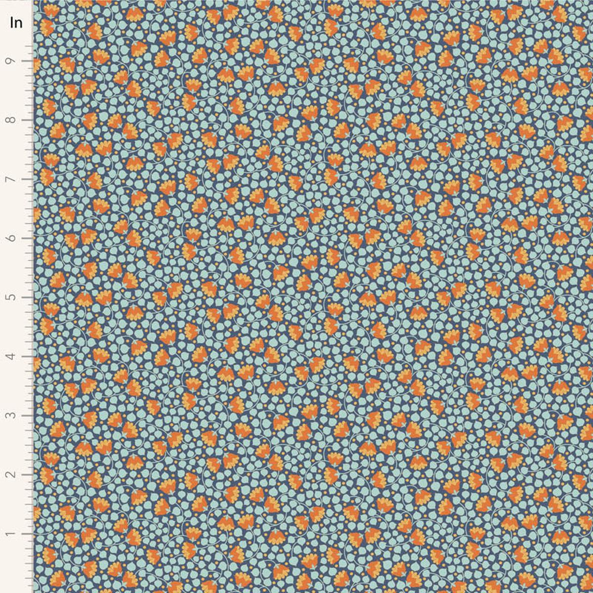 Fabric WALLFLOWER BLENDERS, BELLFLOWER PRUSSIAN by TILDA, TIL110133 - 1 yd. cut