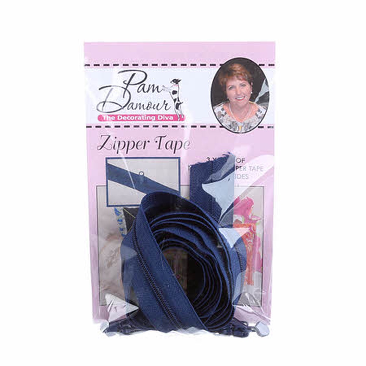 Decorating Diva Zipper Tape with Matching Zip Pulls in Navy