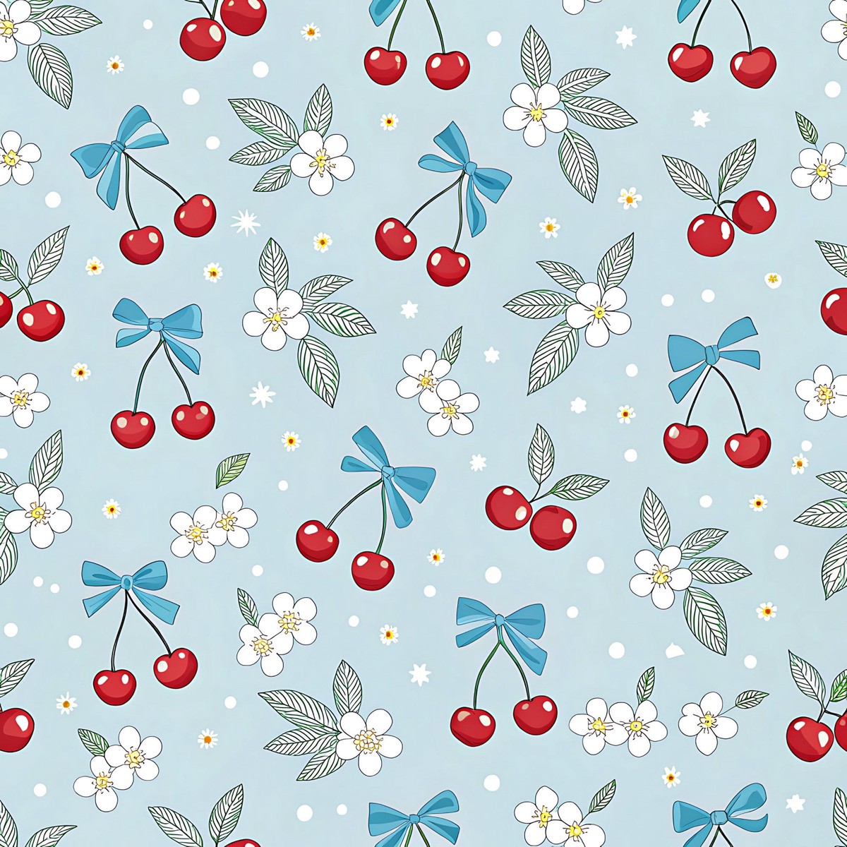 Cherry Floral Pattern 7 Quilting Cotton Fabric