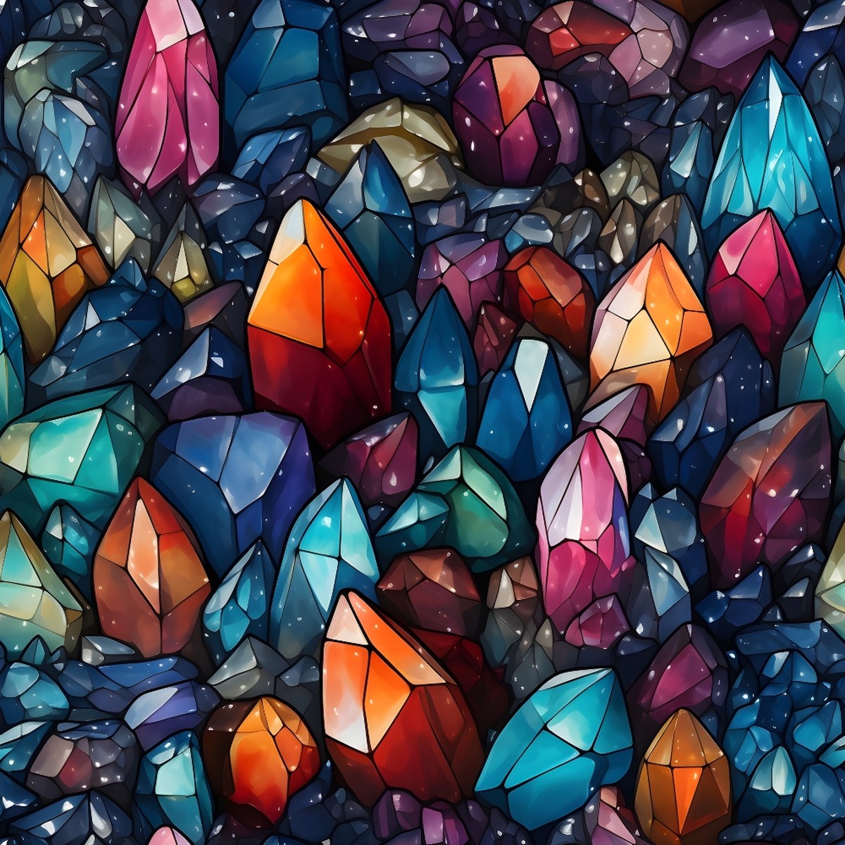 Gemstones and Crystals Pattern 5 Quilting Cotton Fabric