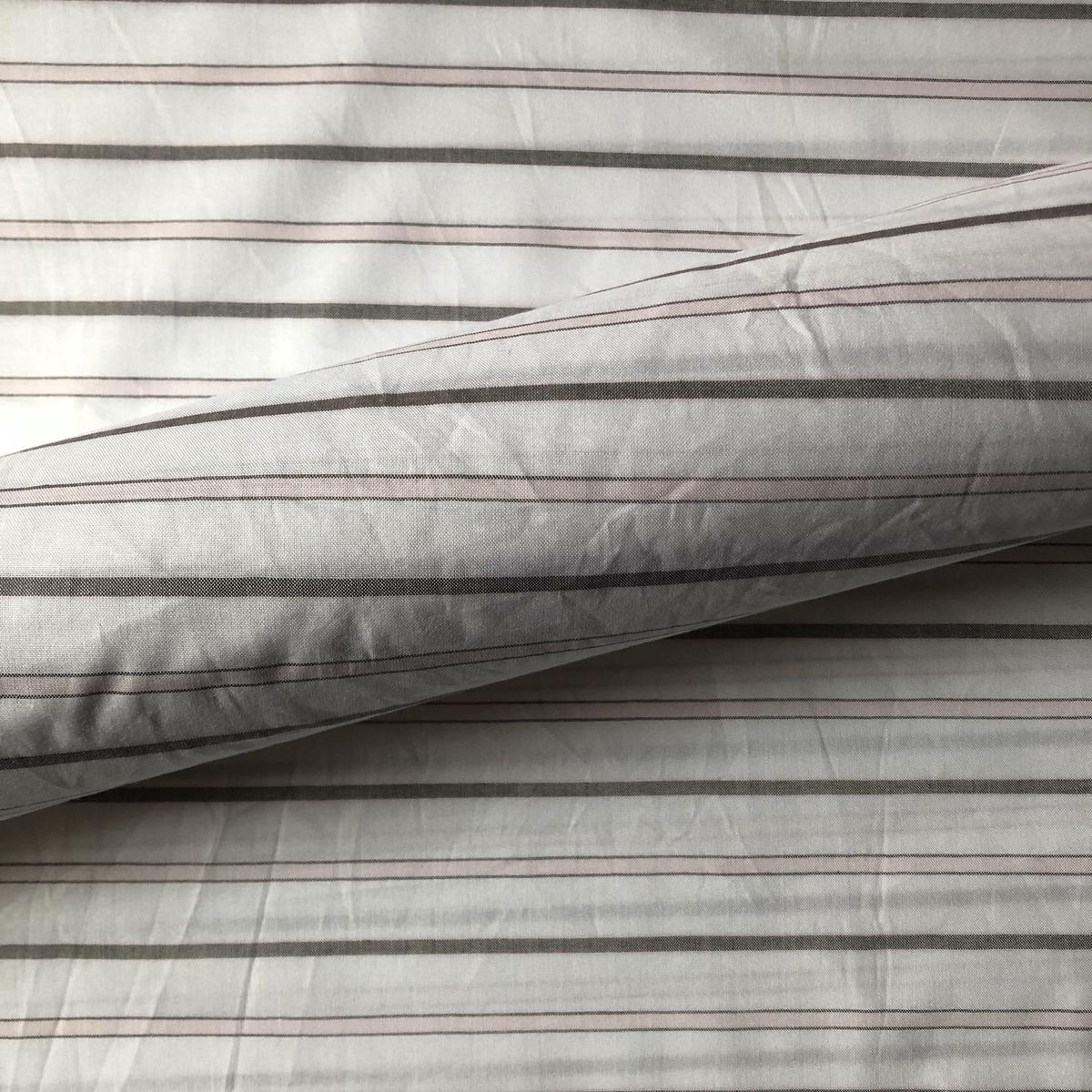 Gray and Pink French Provincial Stripe Cotton Upholstery Fabric 116"