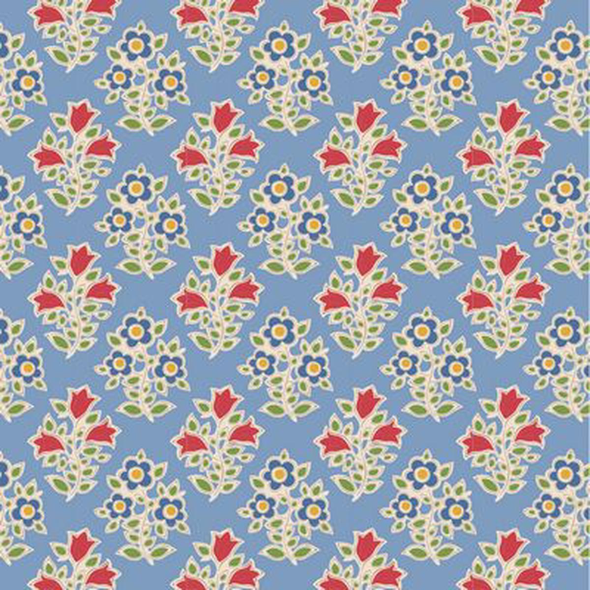 Fabric FARM FLOWERS LIGHT BLUE, blenders for JUBILEE Collection by TILDA, TIL110100 - 1/2 yard cut