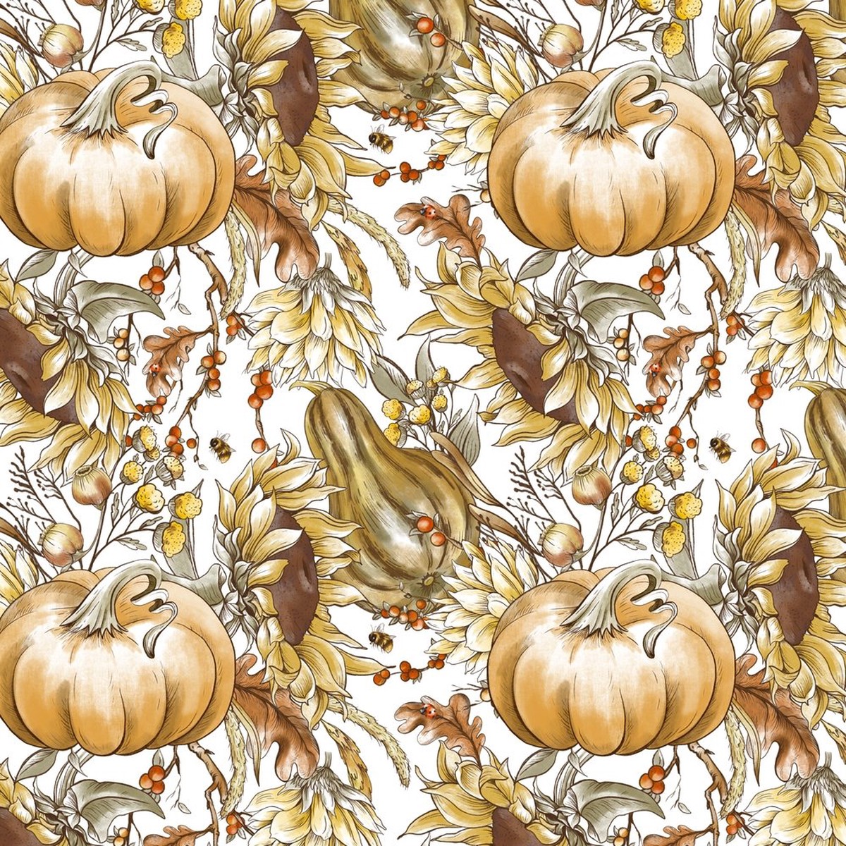 Fall Harvest Floral Fabric