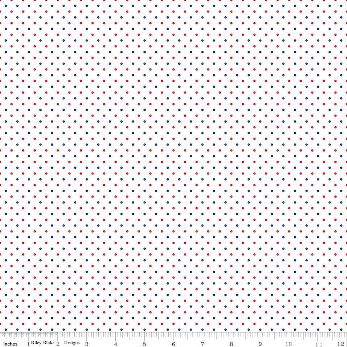 Swiss Dot On White Patriotic 44"/45" Cotton Fabric Per Yard