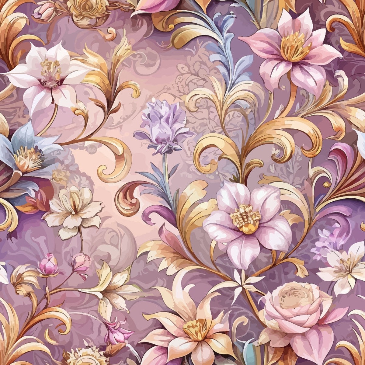 Baroque Florals Pattern 231 Quilting Cotton Fabric