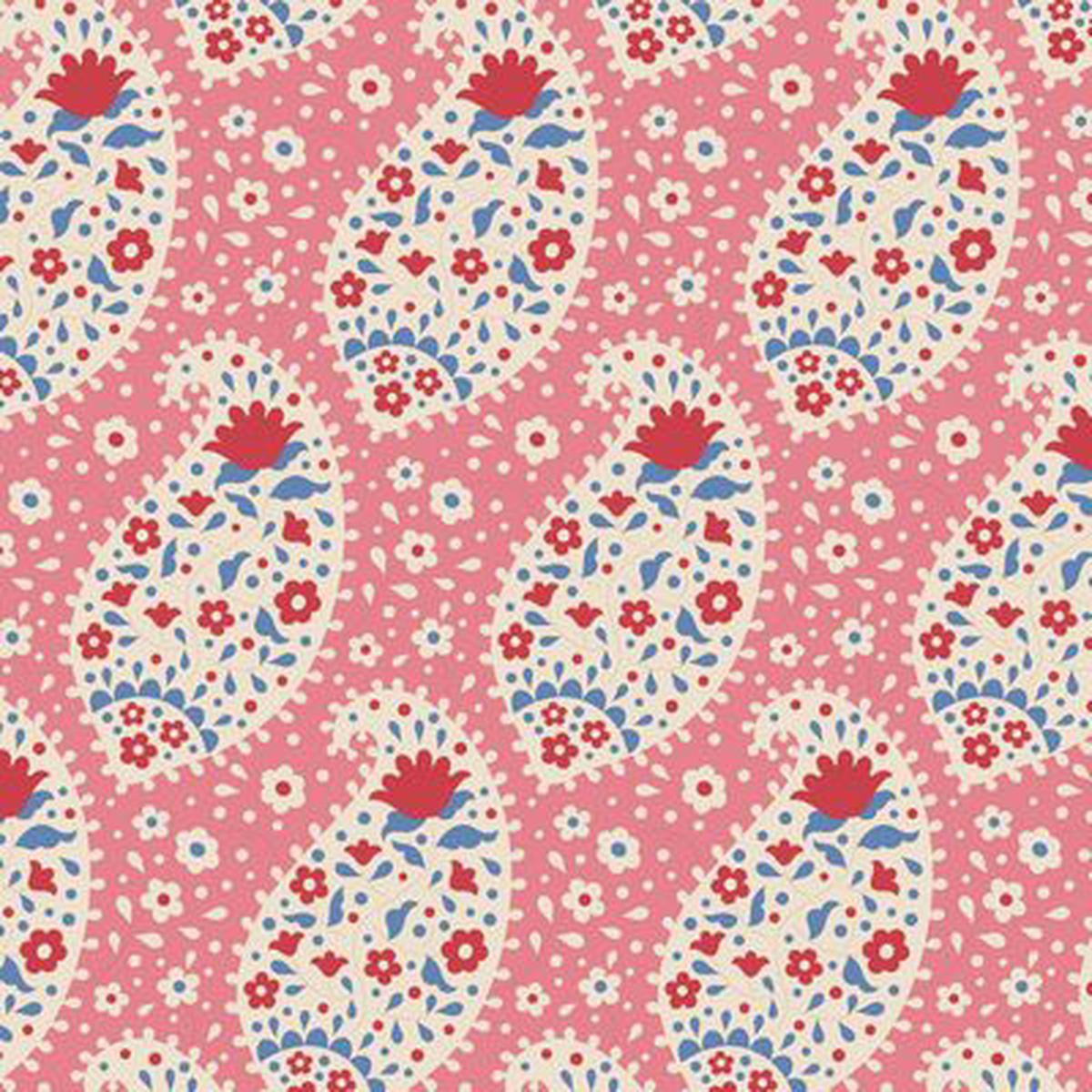 Fabric JUBILEE-TEARDROP PINK by TILDA, TIL100546 - fat 1/4 yd (18"X 21")