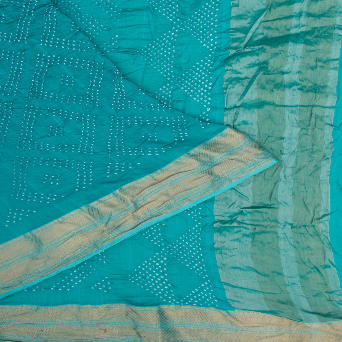 Chiniya Silk Bandhani Sea Blue Saree