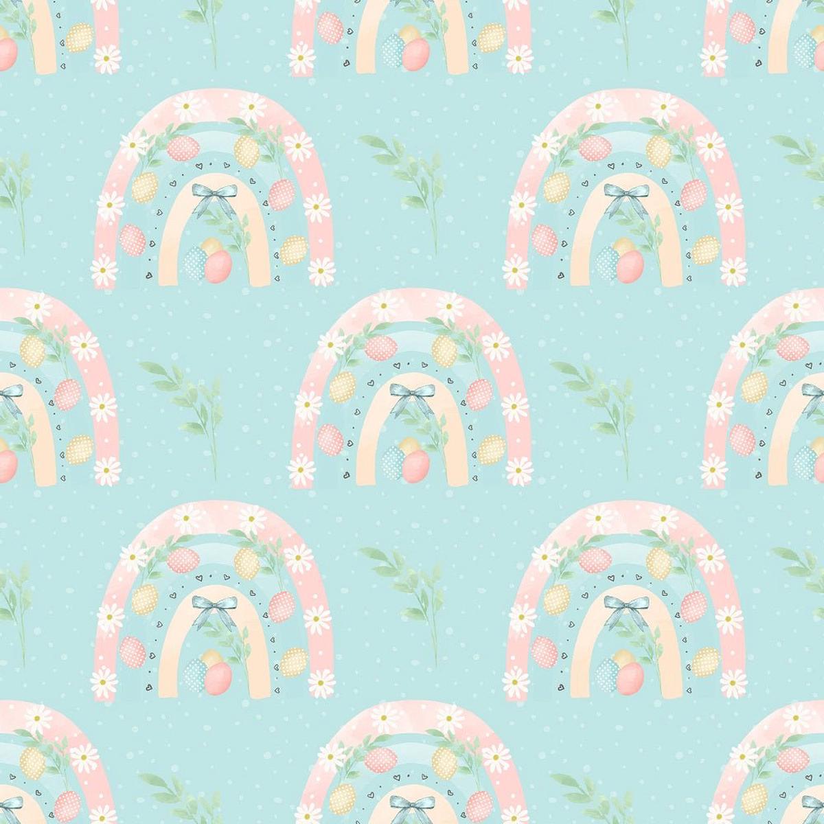Easter Rainbow Gnomes Rainbows Fabric - Blue