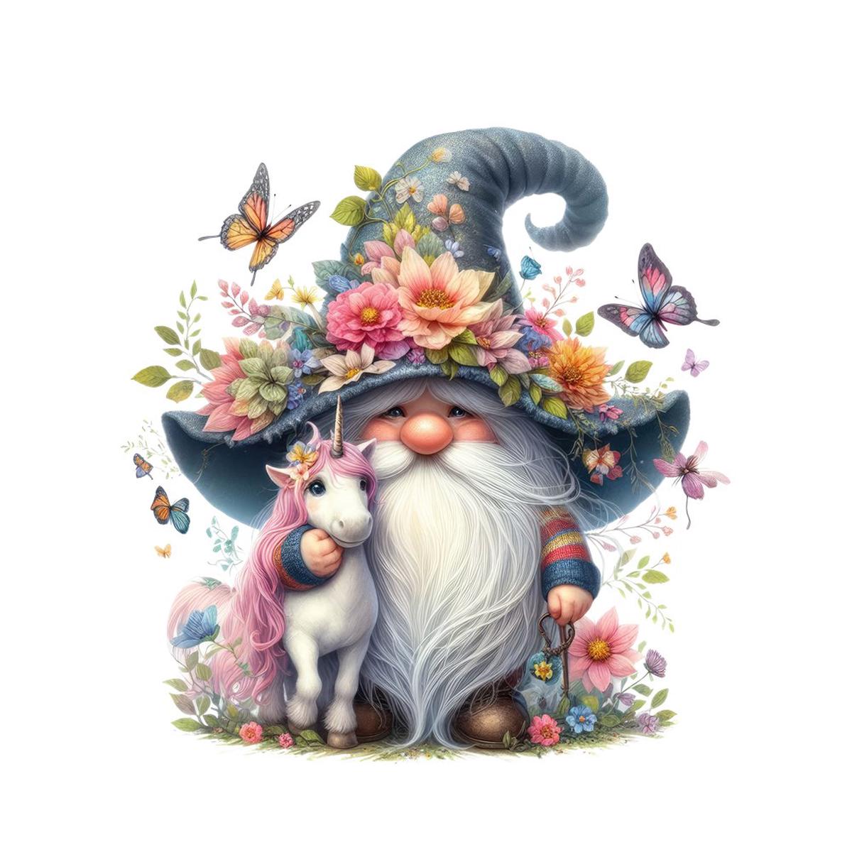 Gnomes & Animals Unicorn #3 Fabric Panel