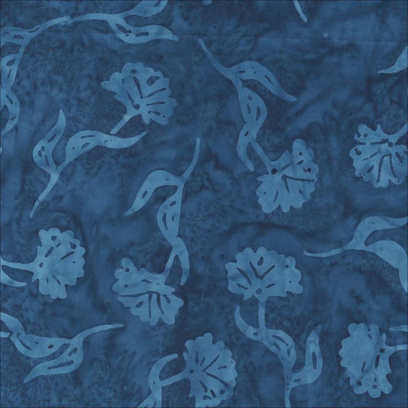 Allure Batik Quilt Fabric - Mums in Blueberry Blue - 2946Q-X