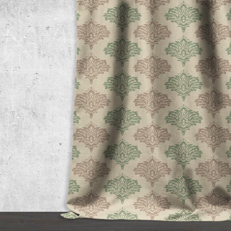 'Bertha' Fabric by the Metre (Green/ Grey)
