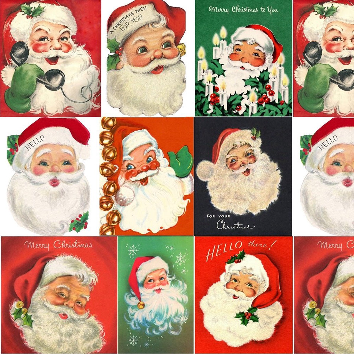 Vintage Santa Claus Collage 1 Fabric