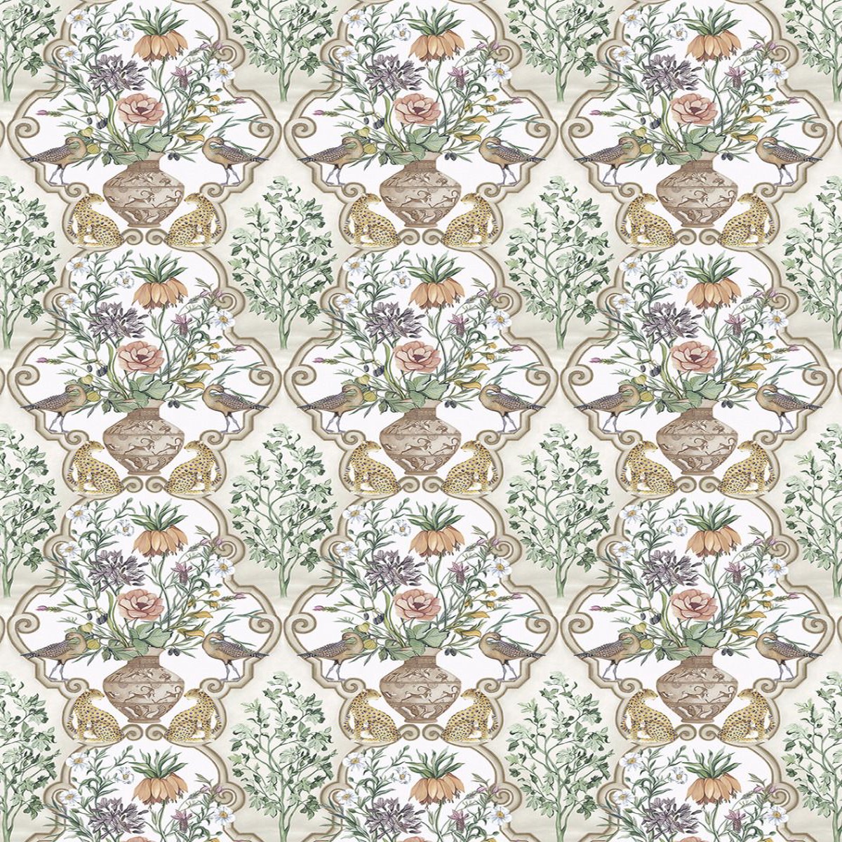 Ananda Sundara Linen/Coral - Osborne & Little - F8027-03 Fabric