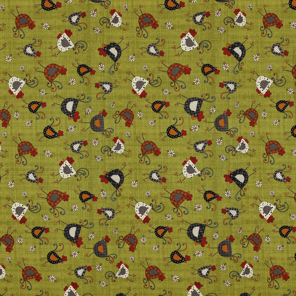 Prairie Chicks Fabric Collection - Chicken Dance Green