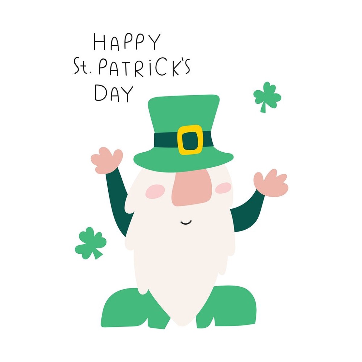 St Patricks Gnome Clovers Fabric Panel