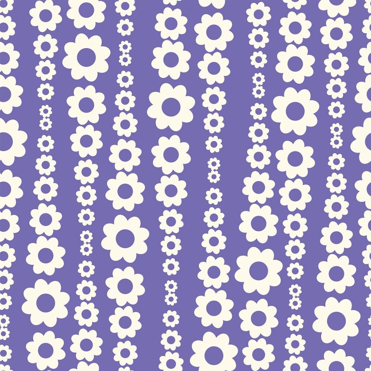 Retro Optical Illusion Floral Fabric - TanPurple