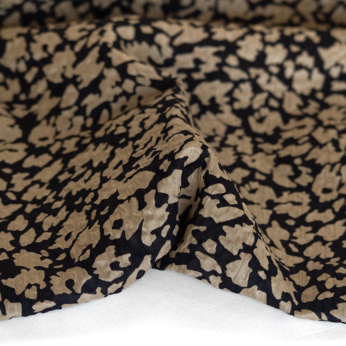 Animal Print Crinkle Cotton - Black/Beige