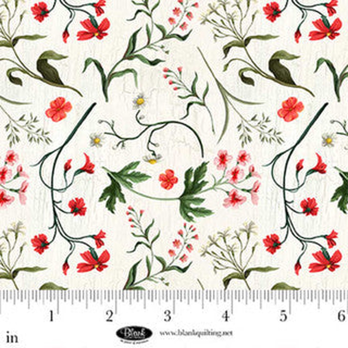 Cameo Appearance Weedy Flowers Ivory Cotton 44"/45" Fabric Per Yard