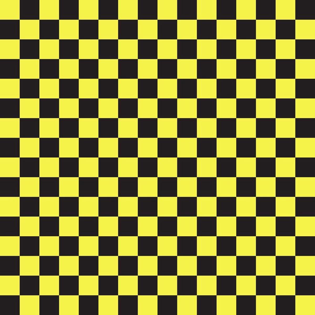 Checkered Basics Fabric - Yellow on Black