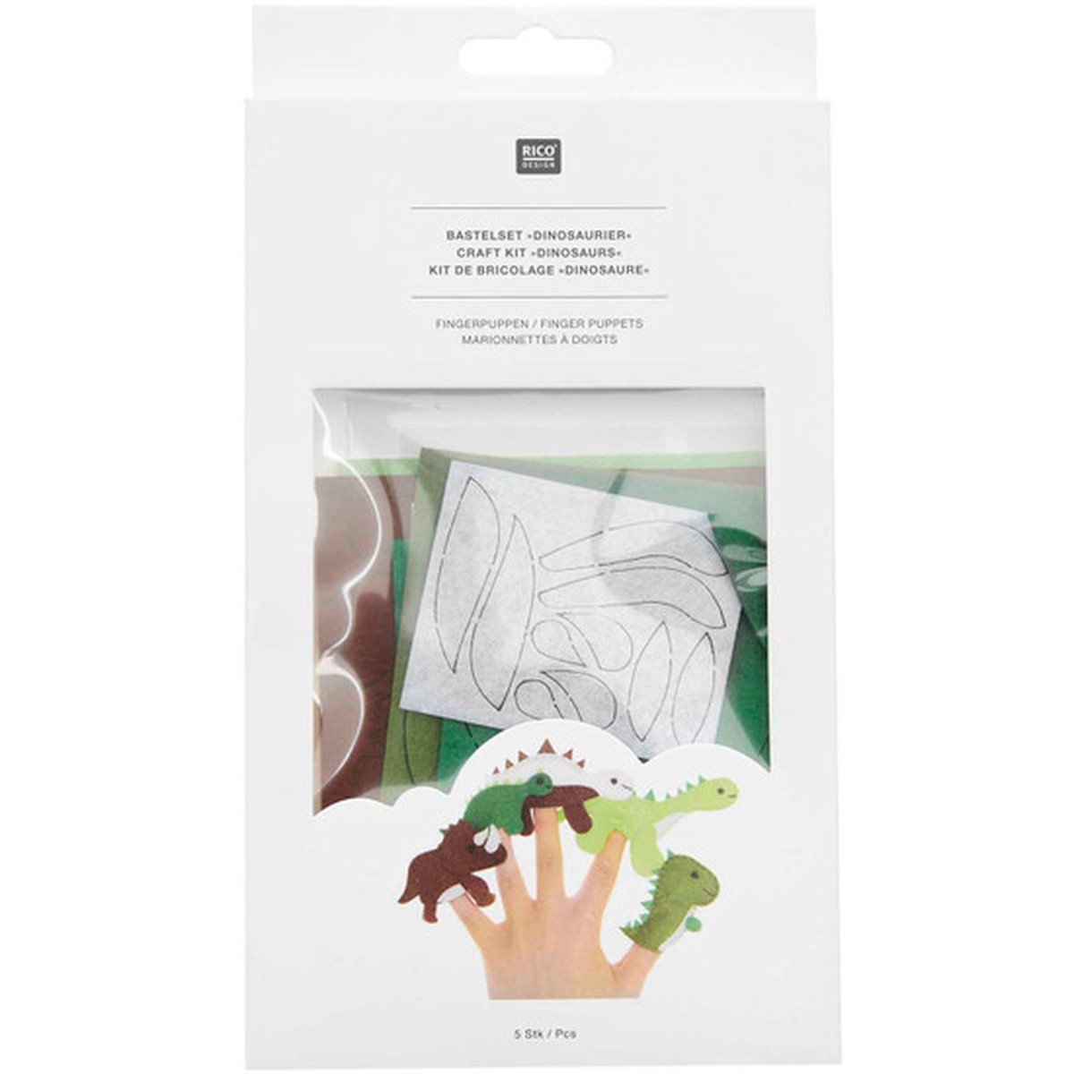 Felt Craft Kit (5pcs) - Finger Puppets Dinosaurs