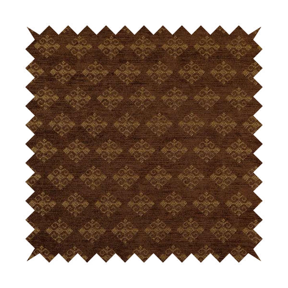 Jaipur Designer Diamond Pattern In Brown Gold Colour Furnishing Fabric CTR-08