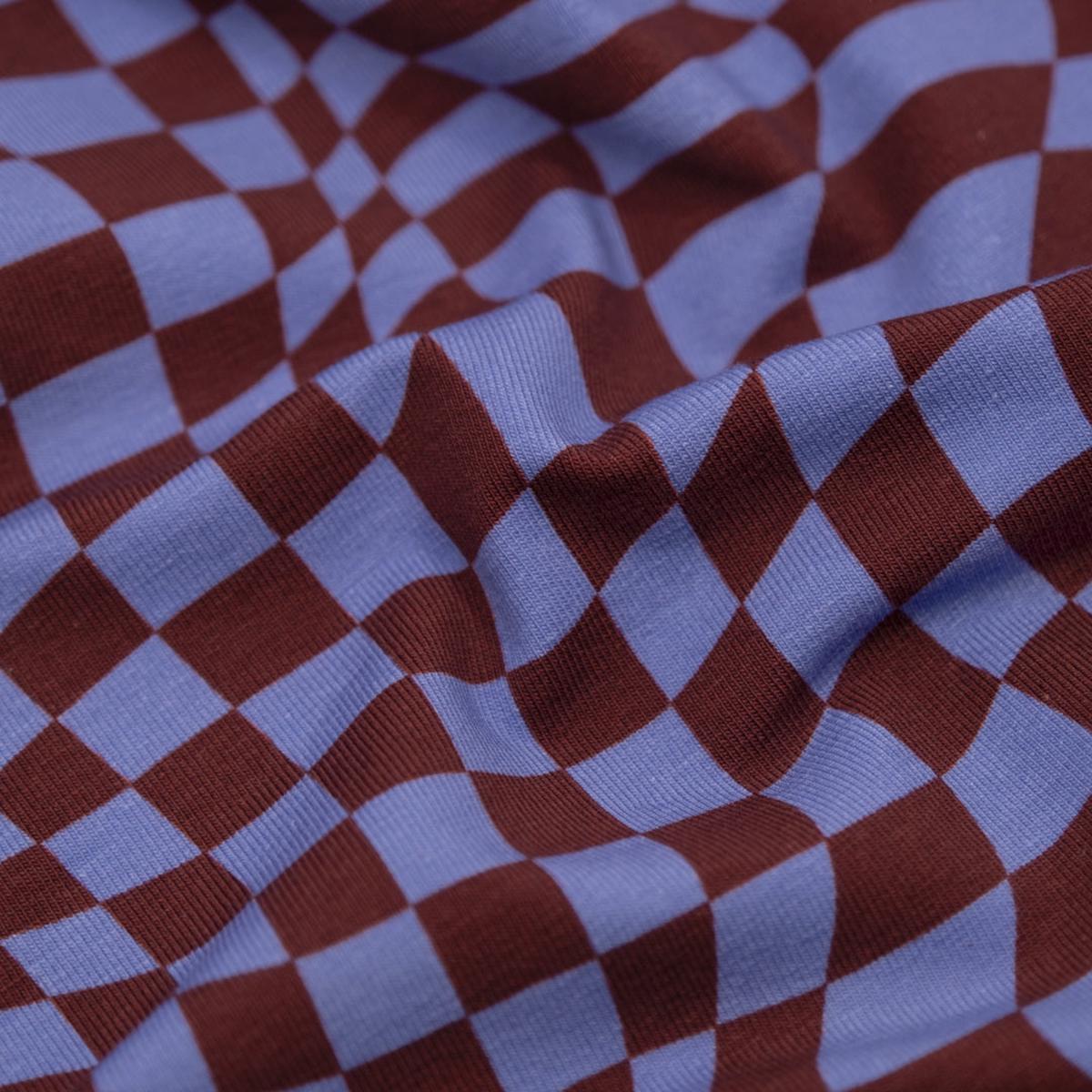 Magic Eye Organic Cotton Jersey - Bluebell/Burgundy