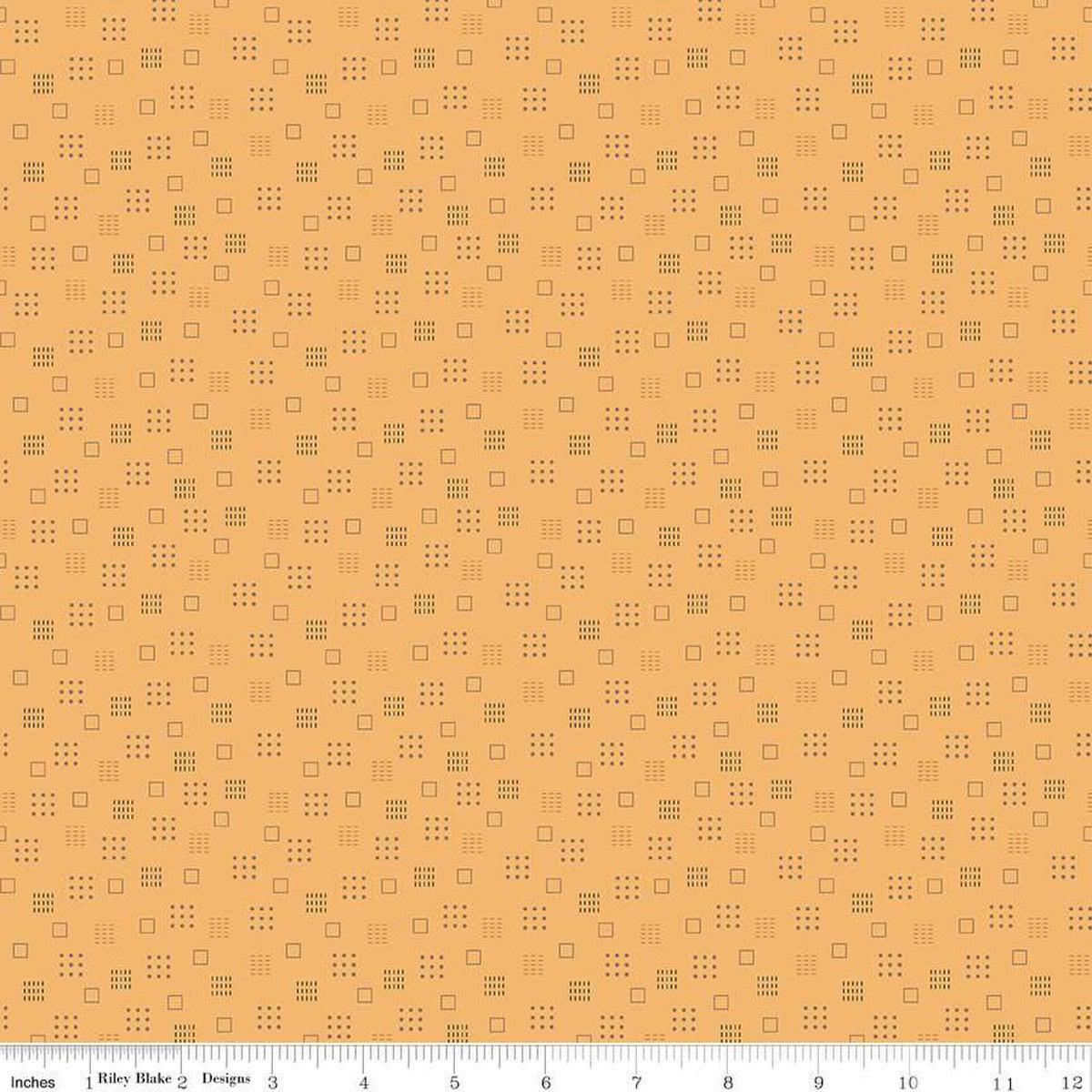 SALE Autumn Squares C14653 Marigold - Riley Blake Designs - Lori Holt - Geometric Squares Dots Dashes - Quilting Cotton Fabric