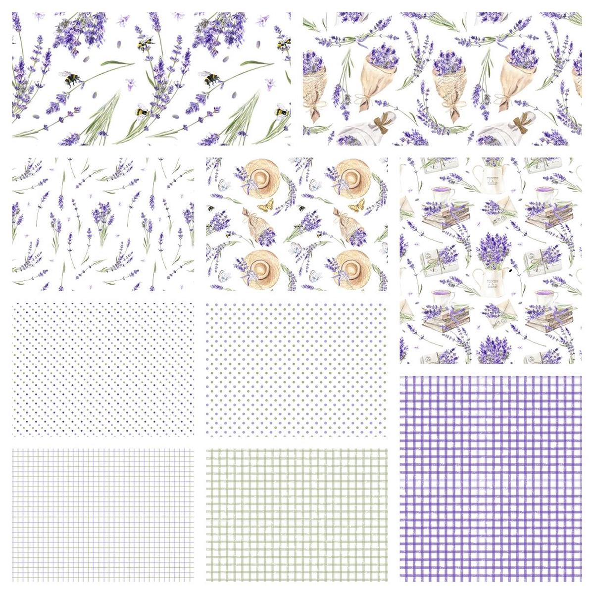 Watercolor Lavender Fabric Collection - 1 Yard Bundle