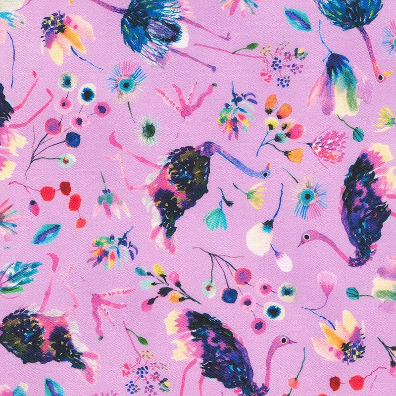 Flora and Fun Quilt Fabric - Ostriches in Thistle Purple - ANAD-22006-252 THISTLE