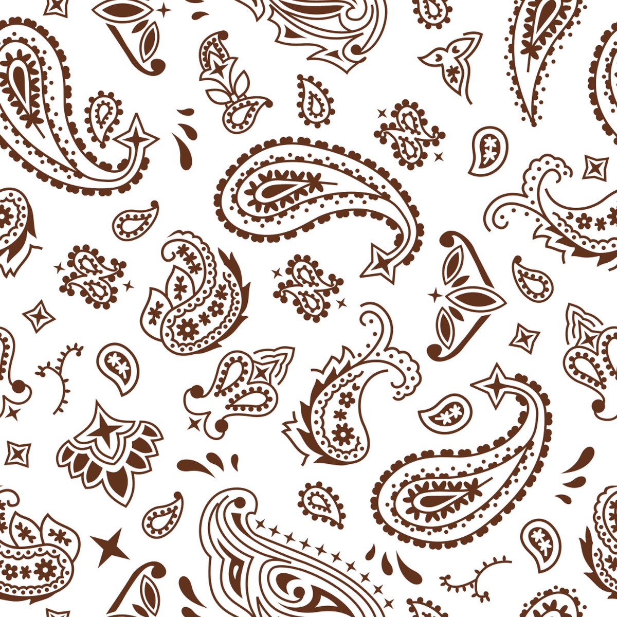 Bandana Fabric - Chocolate on White