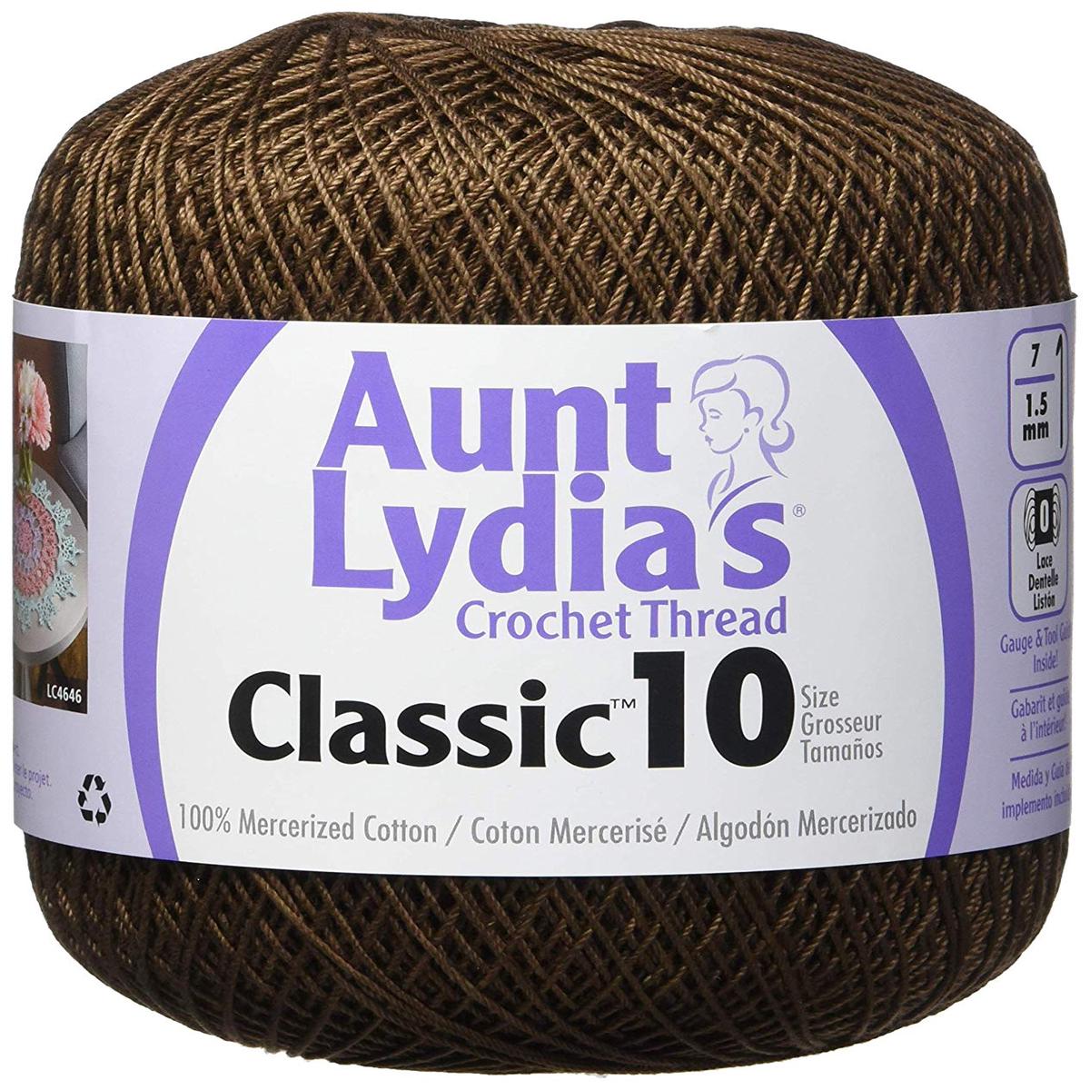 Coats Aunt Lydia's Crochet Cotton Thread Classic Size 10 - Fudge Brown (154-131) 350 Yards