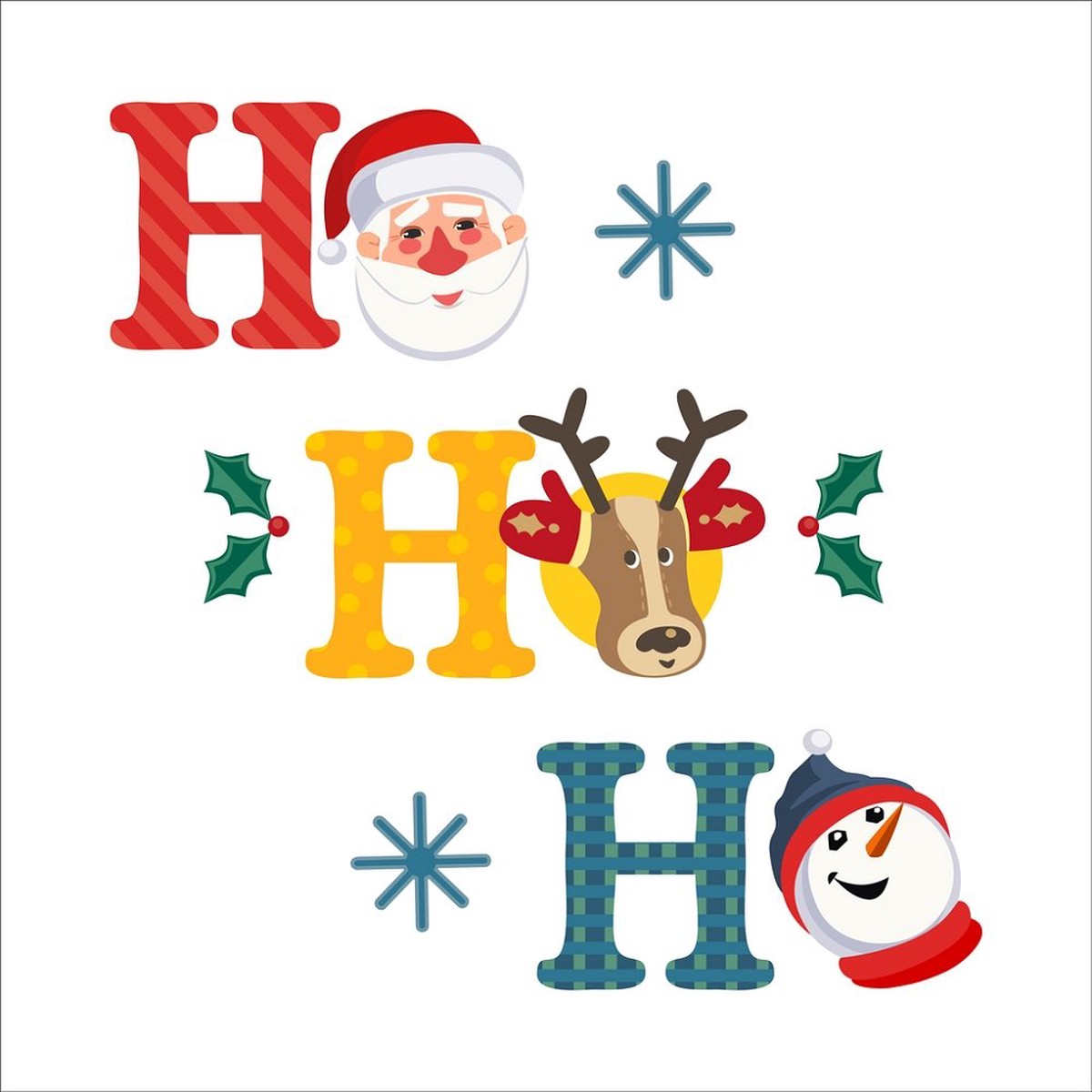 Ho Ho Ho Fabric Panel - White