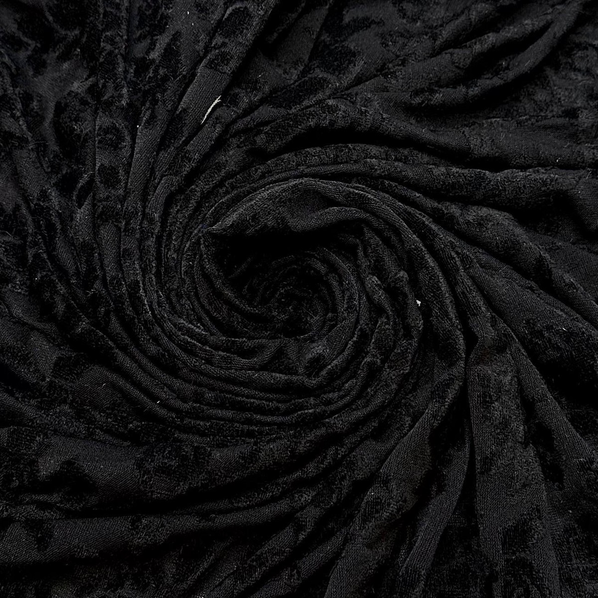 The End - Knitted Velour Poly Knit - Black Floral - 1.55M Bundle