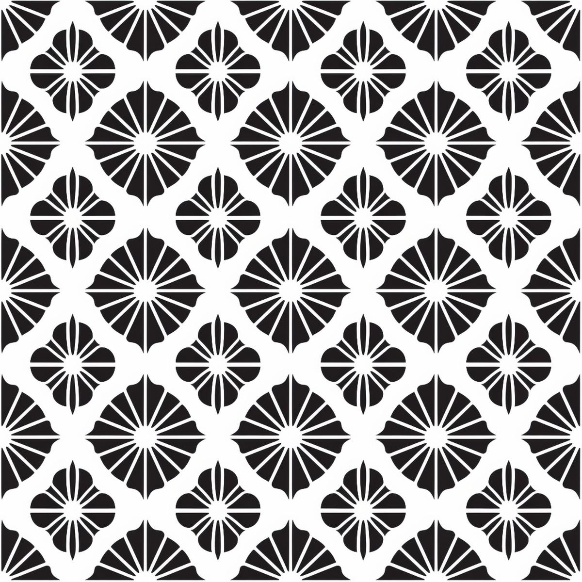 Black and White Flower Fans Quilting Cotton Fabric
