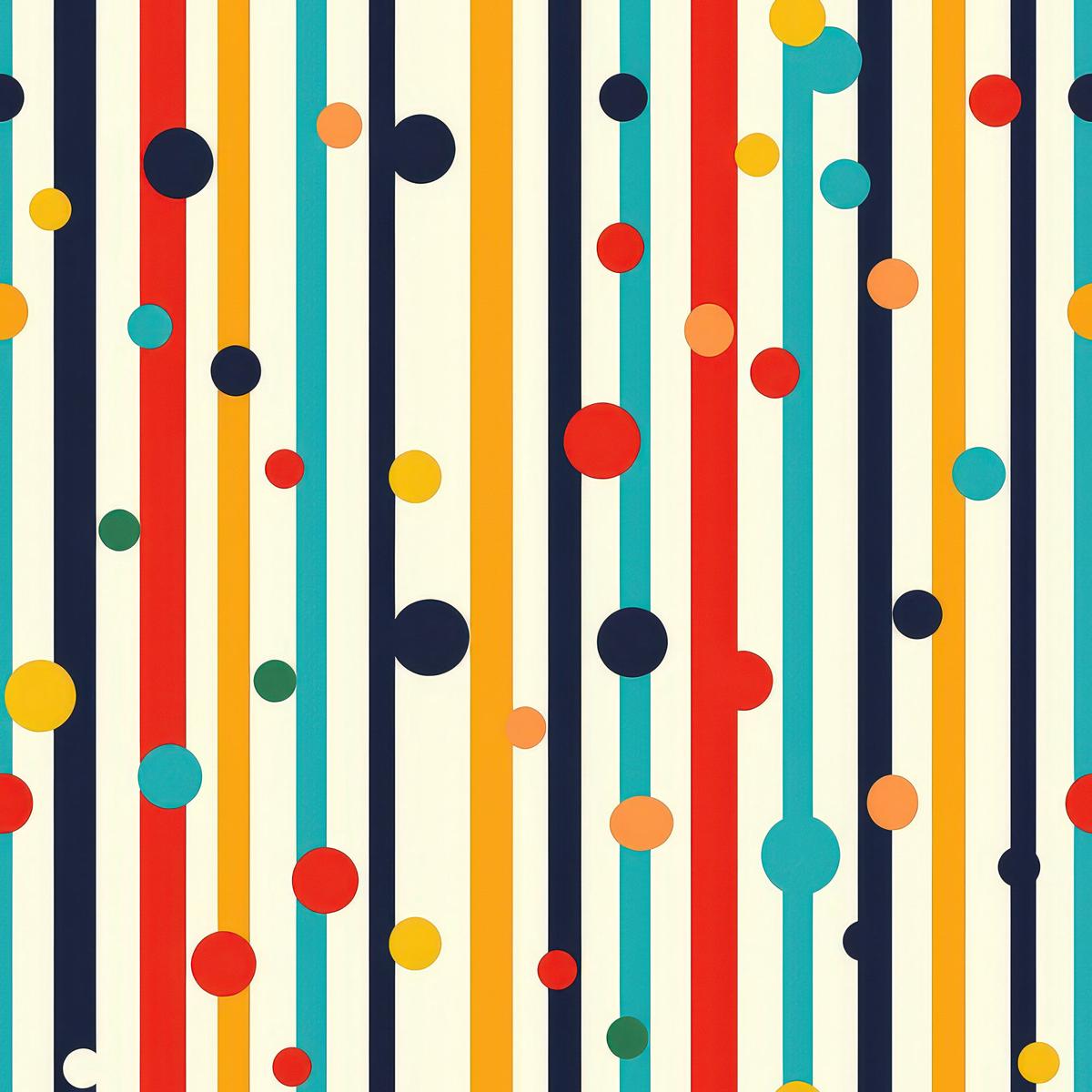 Colorful Stripes and Dots Pattern 7 Quilting Cotton Fabric