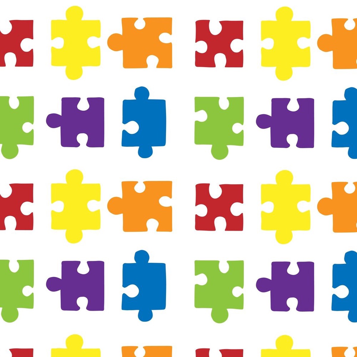 Puzzle Piece Fabric - White