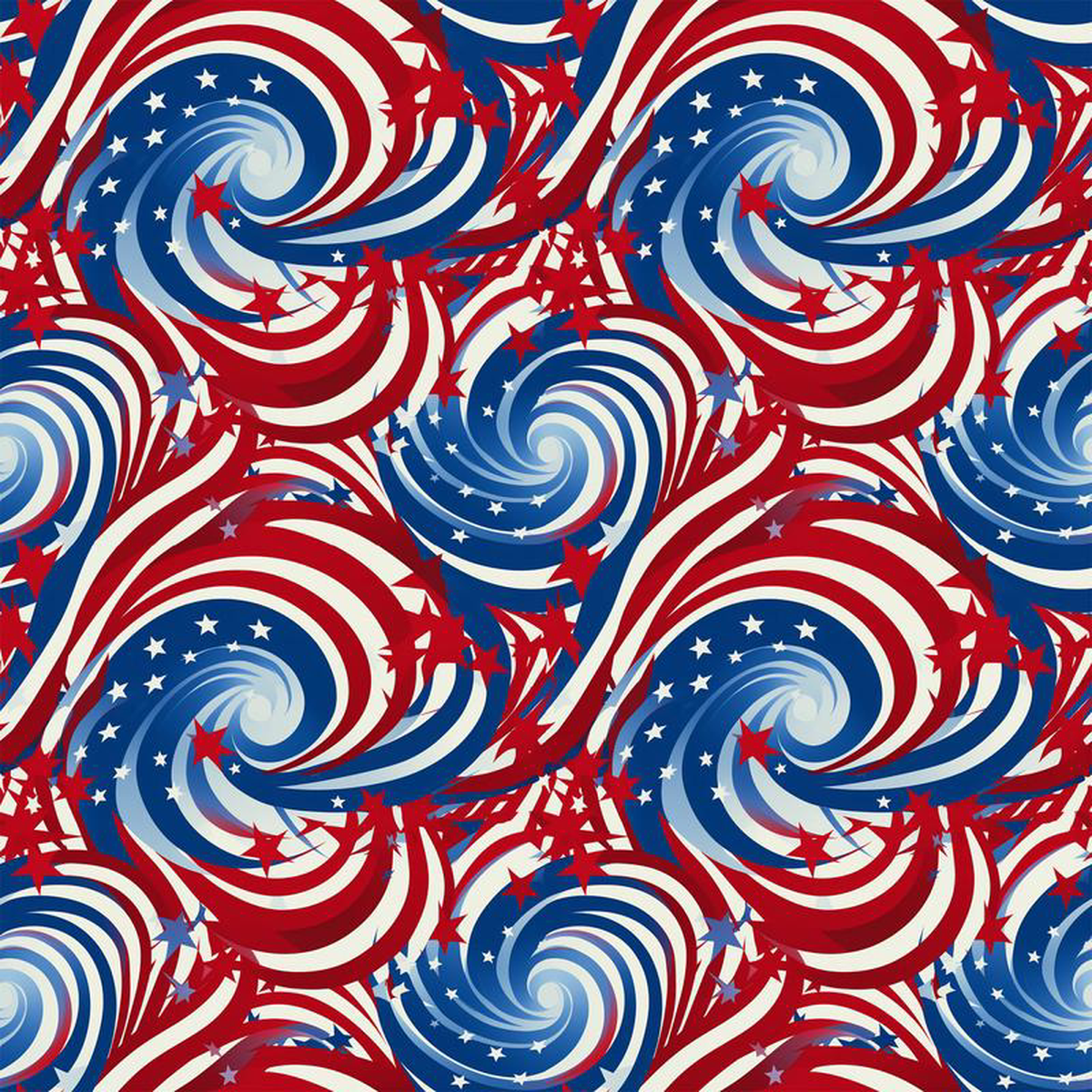 USA Flag Swirls Pattern 6 Quilting Cotton Fabric