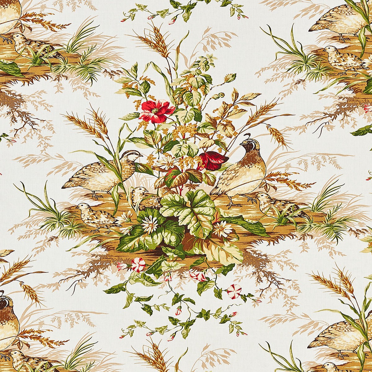 Edwin'S Covey Linen Print - Multi On White by Scalamandre Fabric