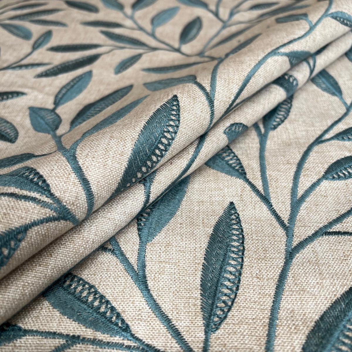 iLiv Embroidered Curtain Fabric 1.9 Metres Whitwell Verdigris Upholstery Cushion